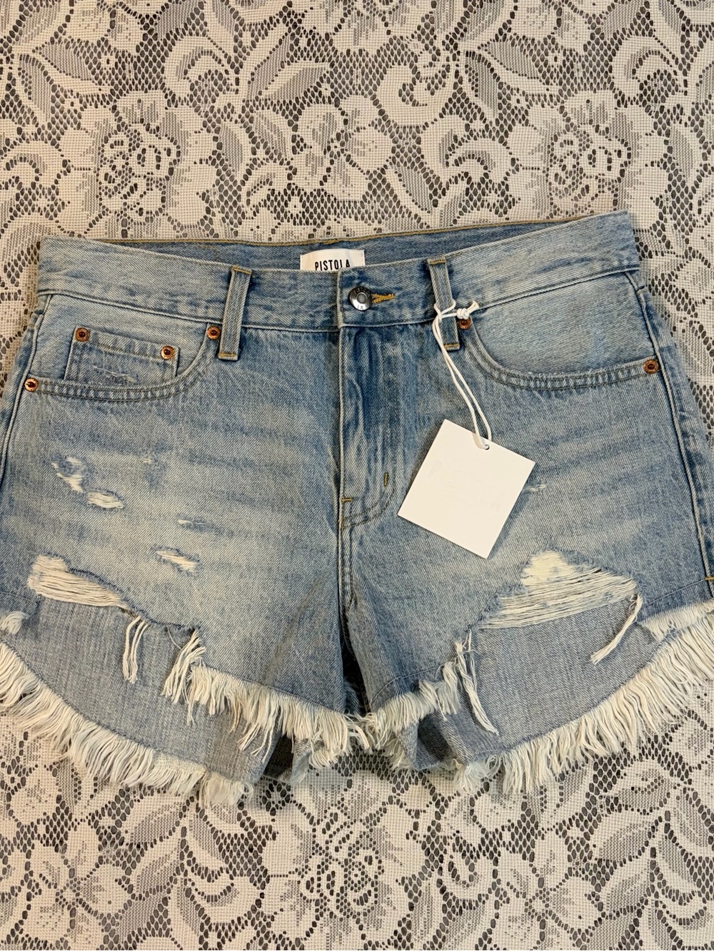Pistola Gigi Distressed Frayed Hem Cutoff Denim Shorts